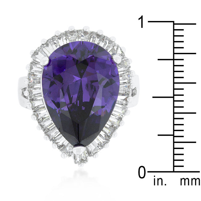 Cubic Zirconia Purple and Clear Cocktail Ring