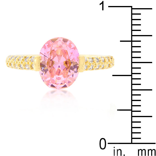 Pink Oval Cubic Zirconia Engagement Ring