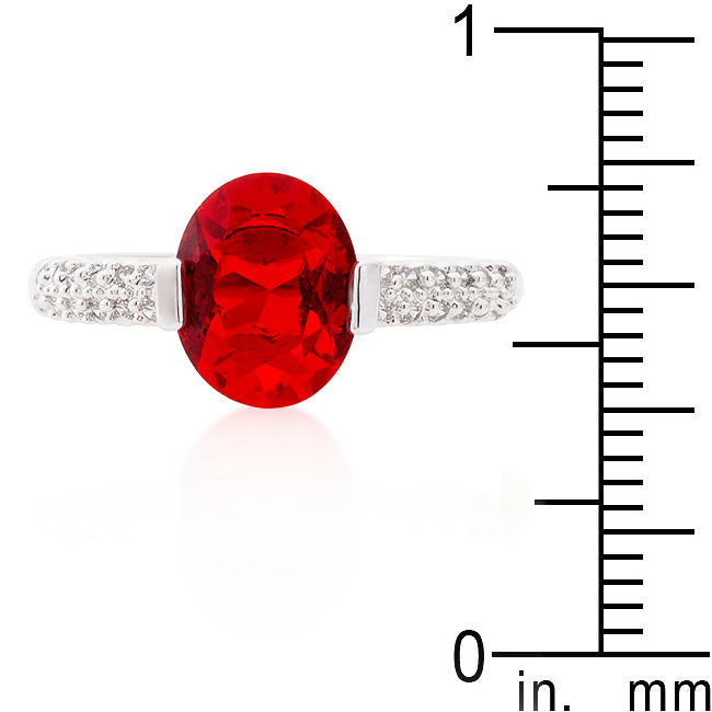 Red Oval Cubic Zirconia Engagement Ring