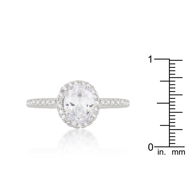 Oval-Cut Floating Halo Cubic Zirconia Engagement Ring