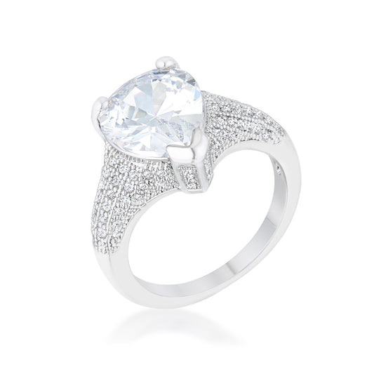 Rhyne 5.8ct CZ Rhodium Pear Cocktail Ring