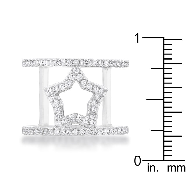 Nailey 0.75ct CZ Rhodium Star Contemporary Ring