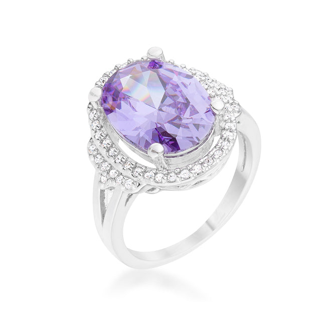 Melanie 5.95ct Amethyst CZ Rhodium Cocktail Ring