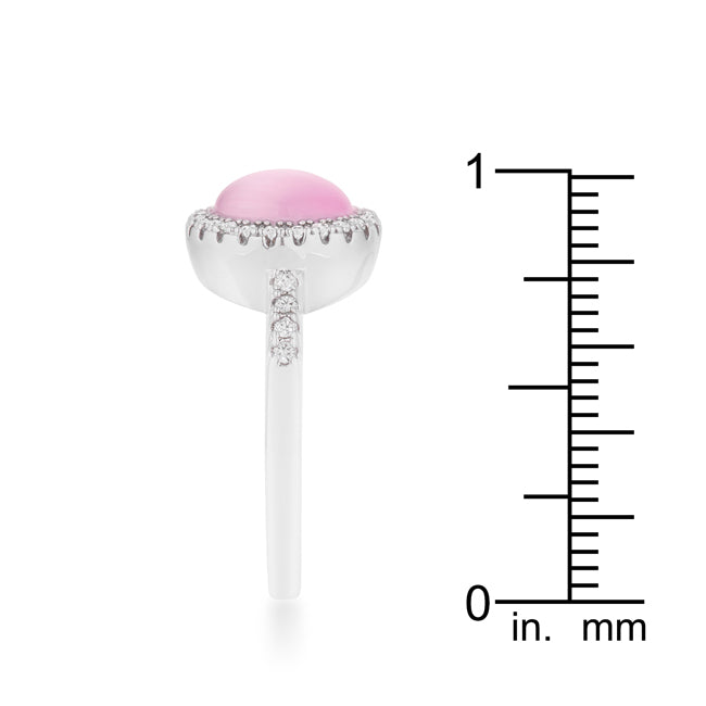 Patricia 0.3ct CZ Pink Cat's Eye Rhodium Classic Ring