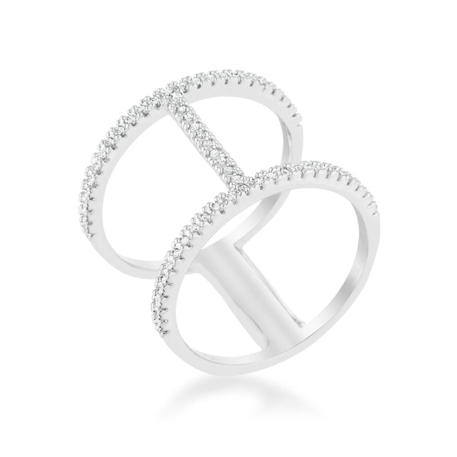 Christina 0.3ct CZ Rhodium Open Contemporary Wide Ring