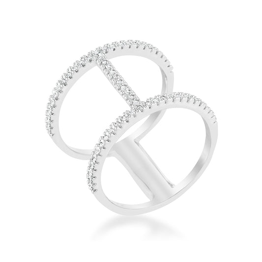 Christina 0.3ct CZ Rhodium Open Contemporary Wide Ring