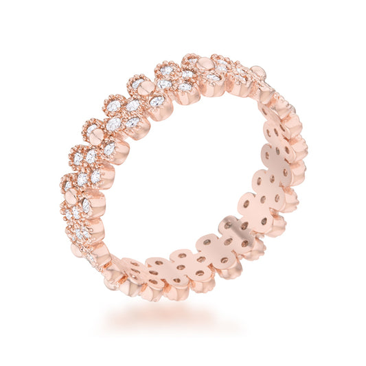 Clara 1ct CZ Rose Gold Textured Bezel Set Eternity Ring