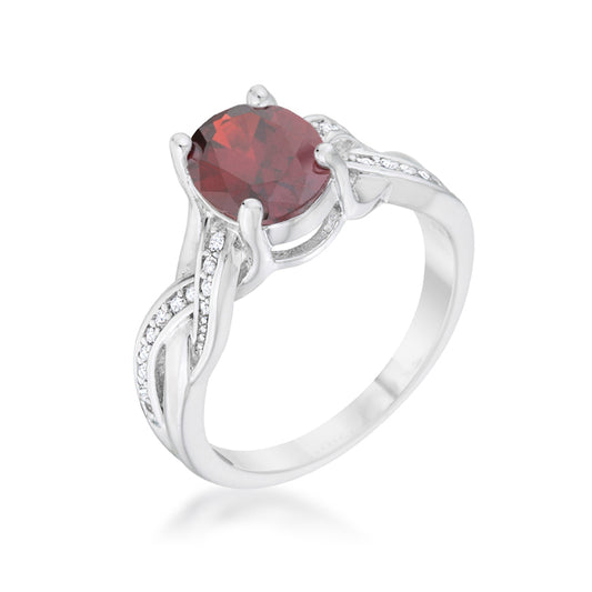 Justine 2ct Garnet CZ Rhodium Classic Oval Ring