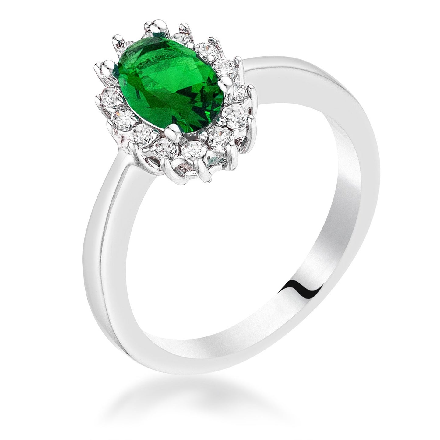 Emerald Green CZ Petite Oval Ring