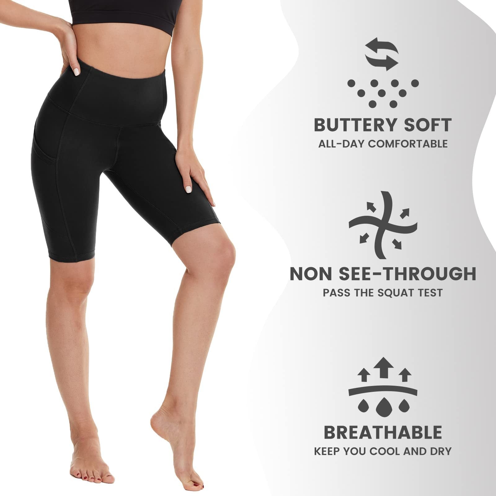 3-Pack Tummy Control Biker Yoga Shorts