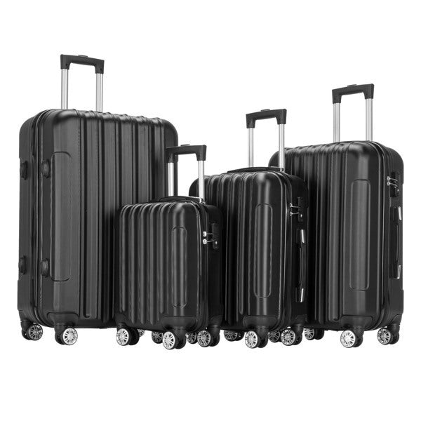 Curved Vertical Stripe 4-in-1 Trolley Case 16in 20in 24in 28in Abs Classic-Black