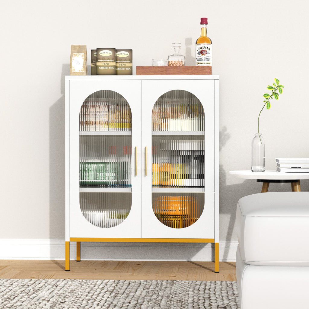 Fluted Glass 2-Door Cabinet