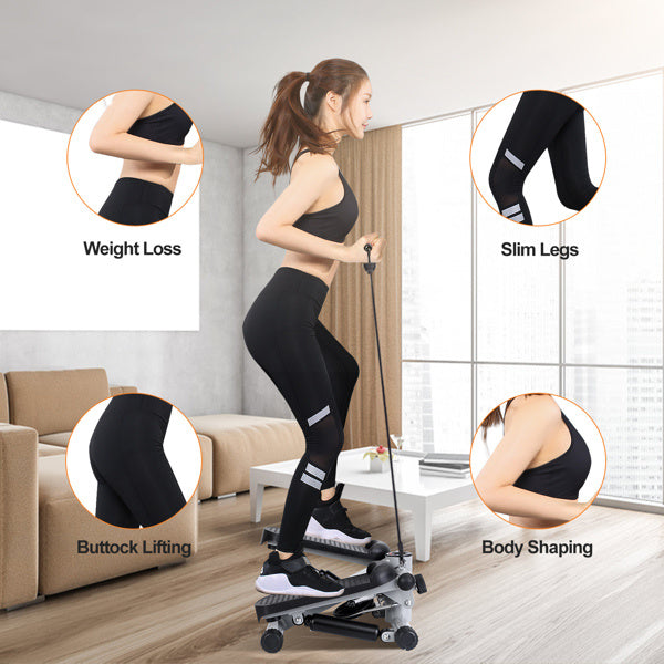 Mini Fitness Step Machine With Resistance Band & LCD Display Screen