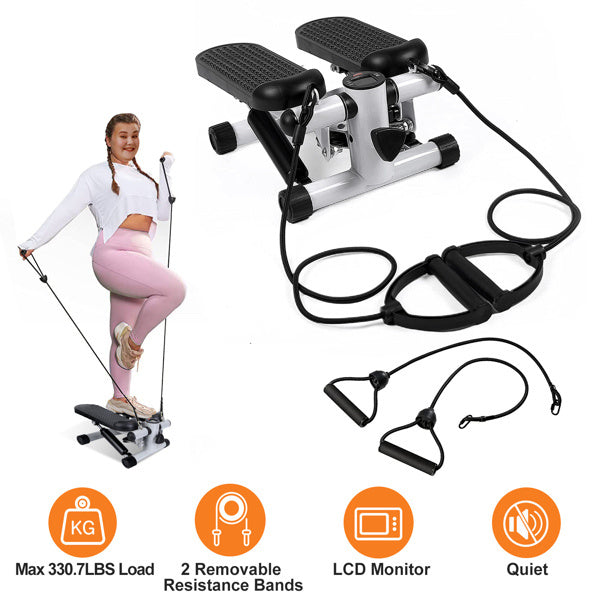 Mini Fitness Step Machine With Resistance Band & LCD Display Screen