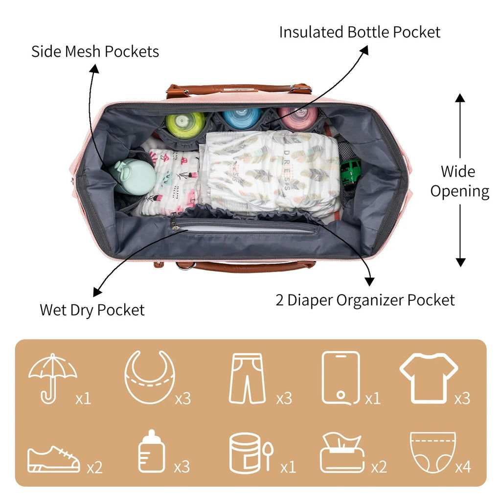 3-Pc Weekender Mom Traveling Duffel Bag Set