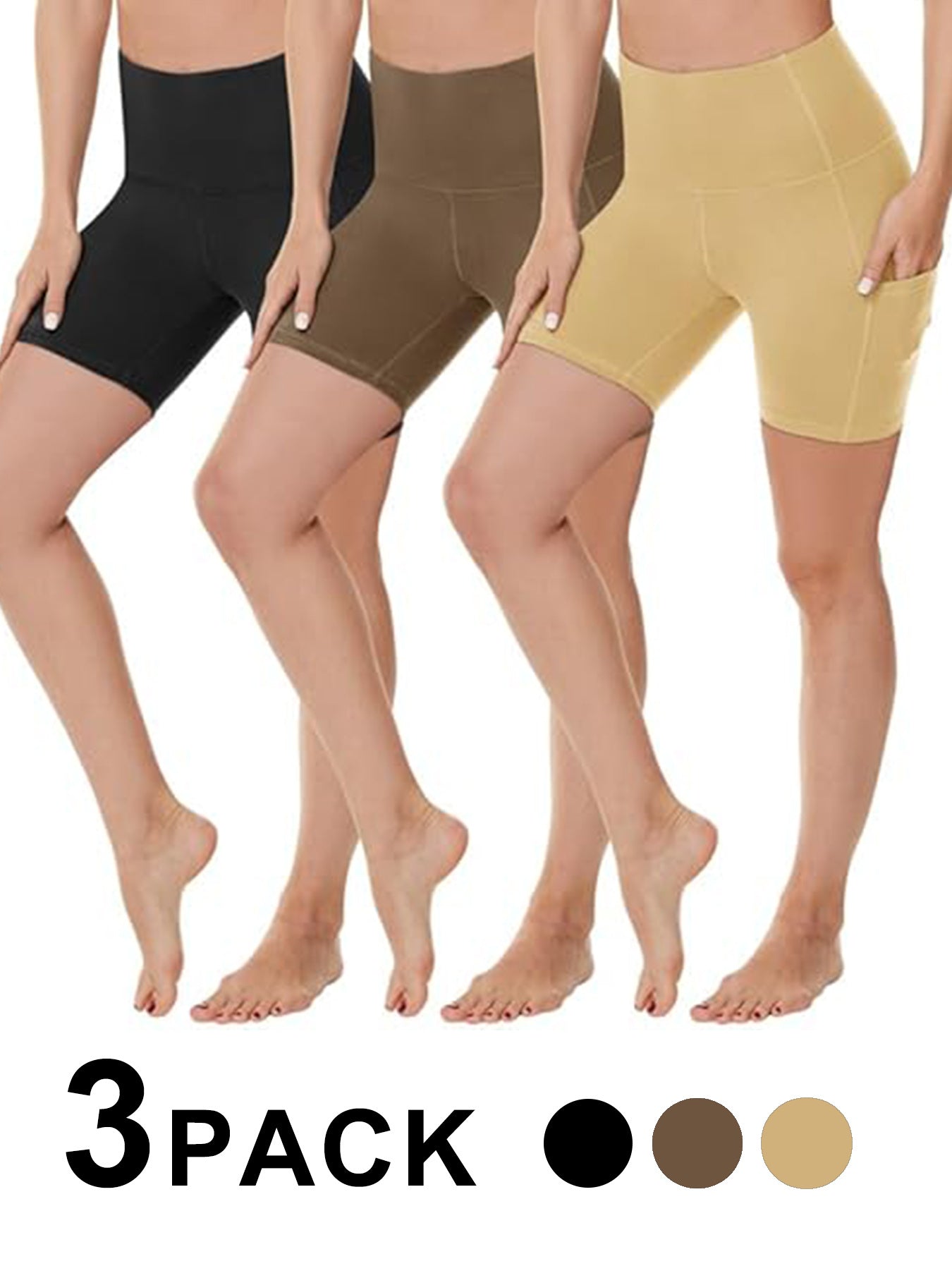 3-Pack High-waisted Yoga SHORTS- Plus Size
