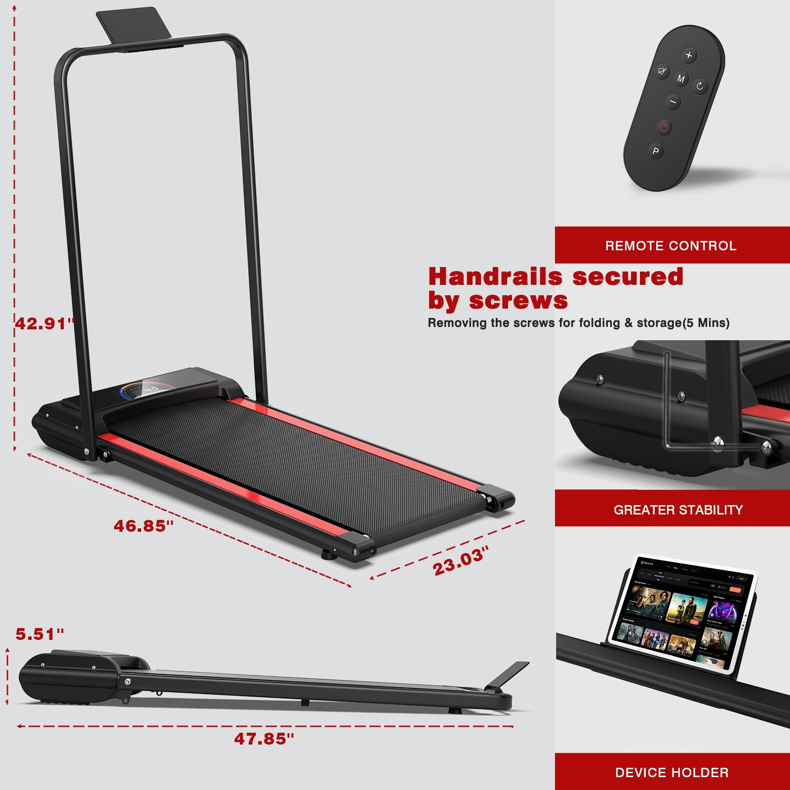 Compact Portable Treadmill w/ Remote