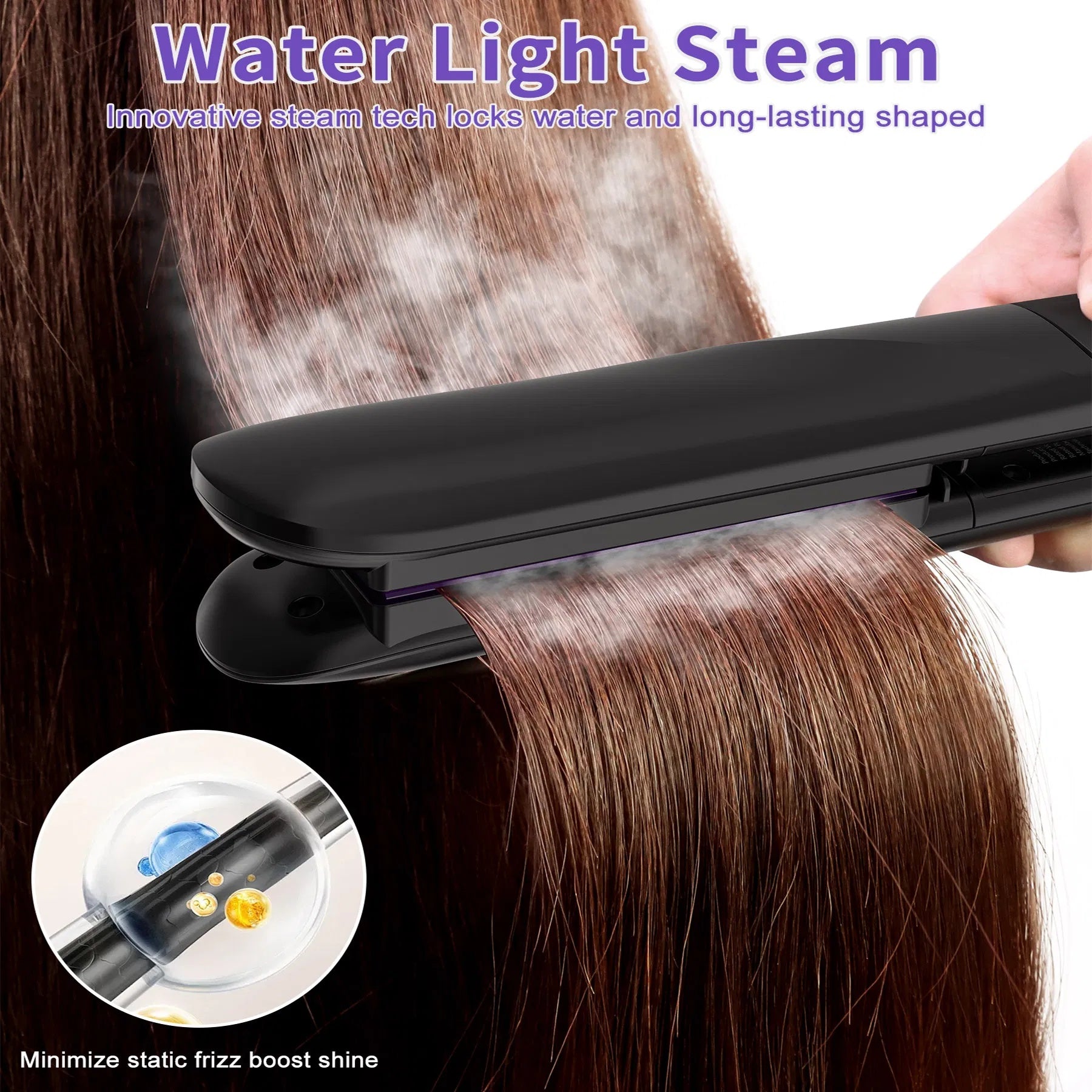 YEVYO Professional High-end Salon 24 Hour Anti-frizz Vapor Straightening Titanium Iron