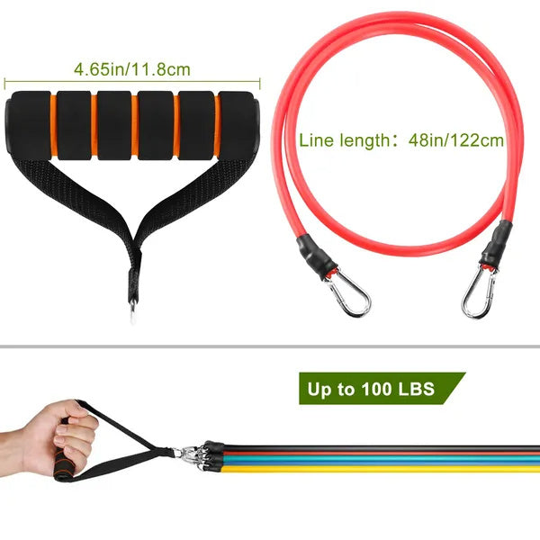 11Pc Resistance Tube Bands Set