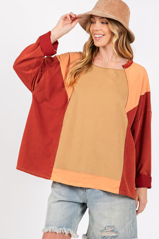 SAGE + FIG Mineral Wash Color Block Top