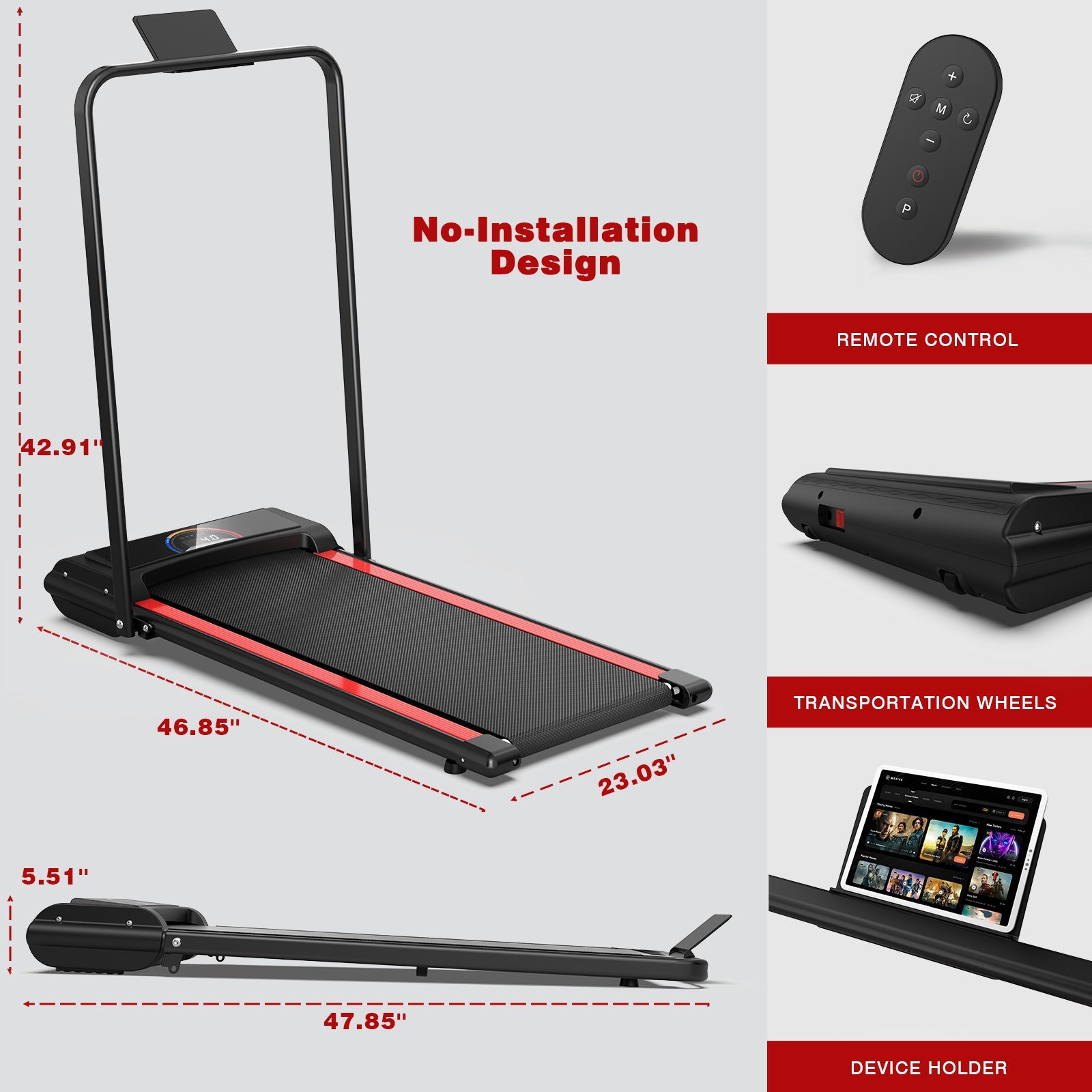 Compact Portable Treadmill w/ Remote