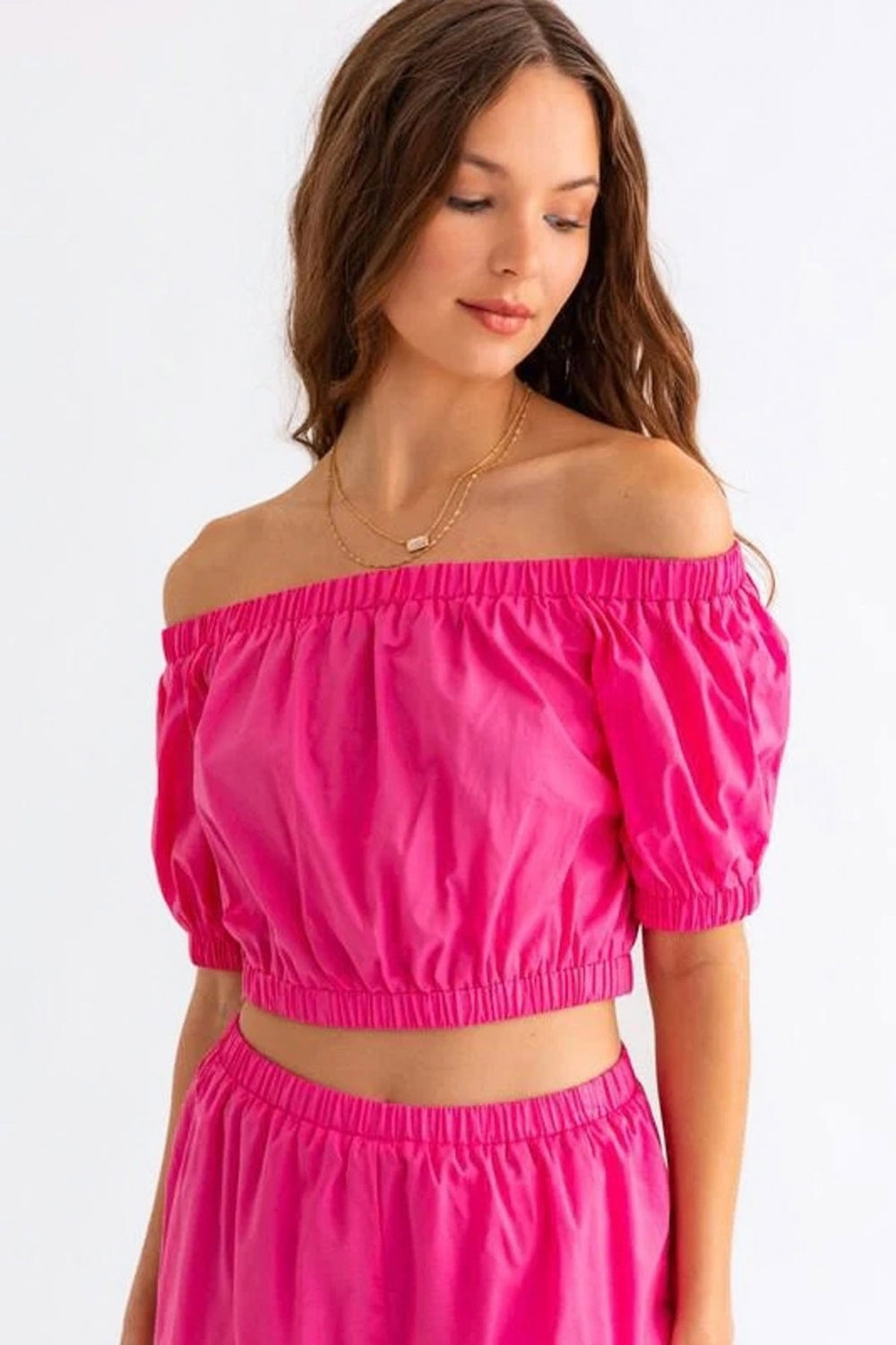 Tasha Apparel Off Shoulder Crop Top and Ruffled Shorts Set