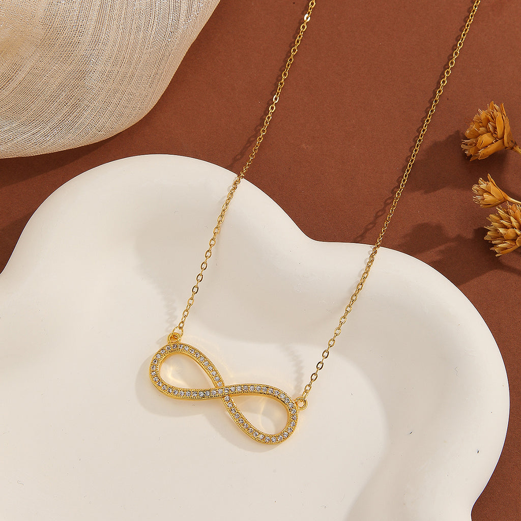 1pc Simply Exquisite Sparkling Symbol 8/Love Pendant Necklace