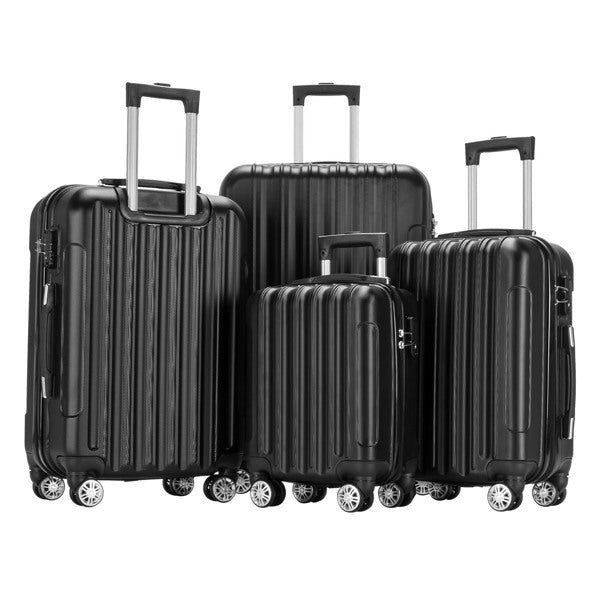 Curved Vertical Stripe 4-in-1 Trolley Case 16in 20in 24in 28in Abs Classic-Black