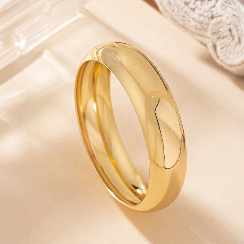 1pc Fashionable 18k Gold Plated Smooth Bangle Bracelet