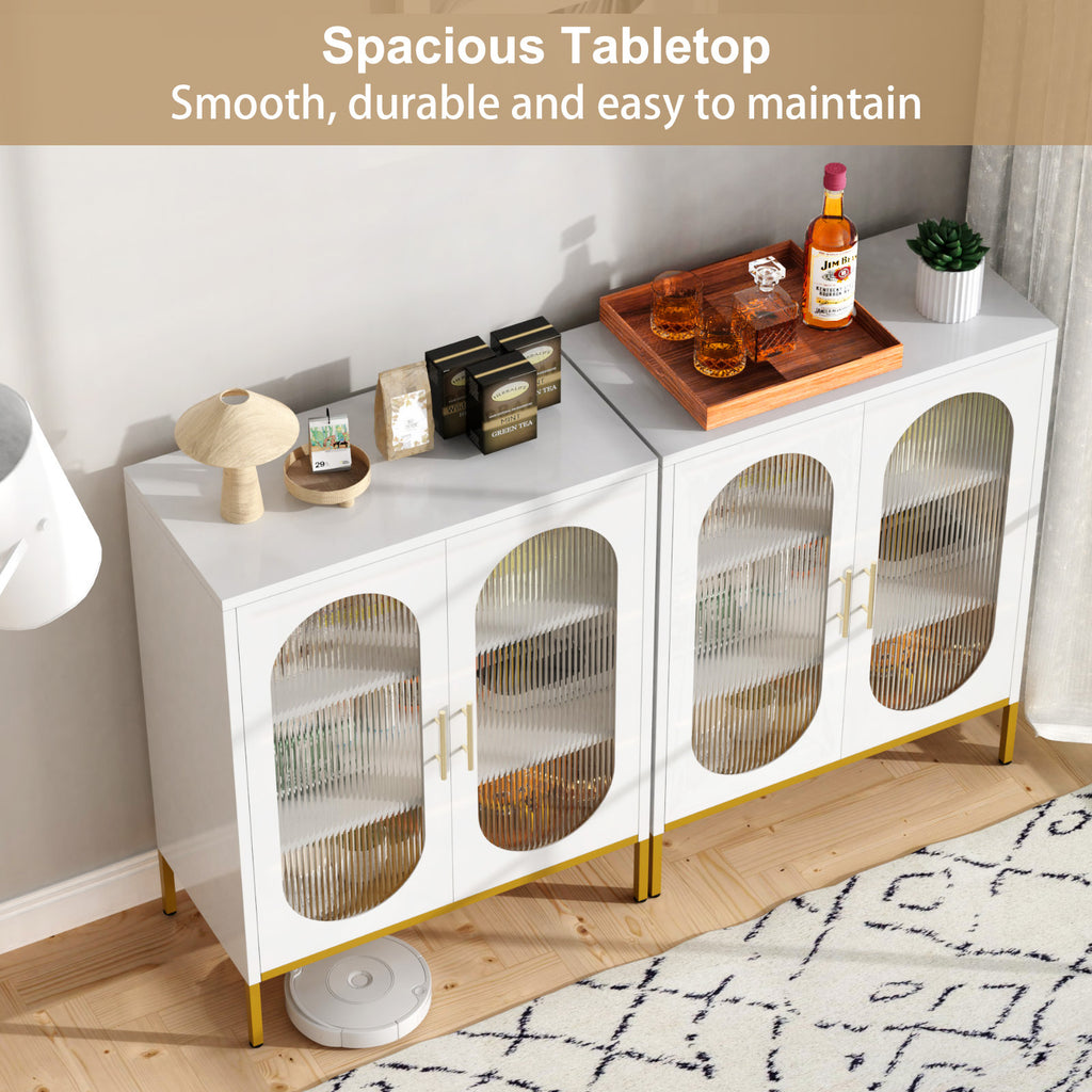 Fluted Glass 2-Door Cabinet