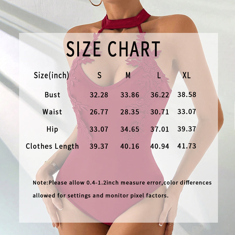 Sexy Jacquard Lace Halter Neck Slimming Bodysuit