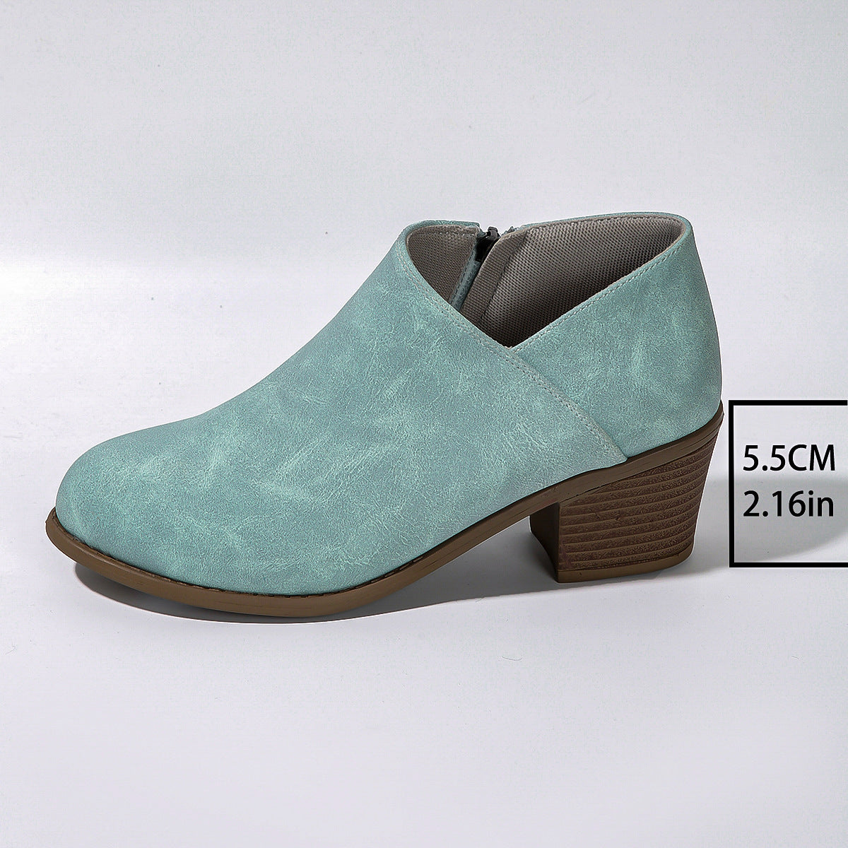 Chunky Round Heel Toe Ankle Boots