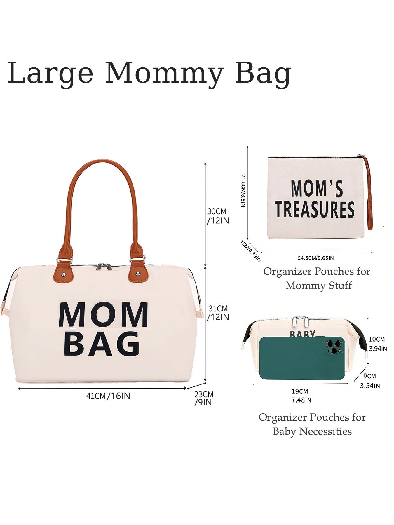 3-Pc Weekender Mom Traveling Duffel Bag Set