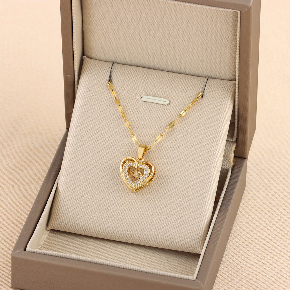 Double-layer Rhinestone Love-Valentine Necklace