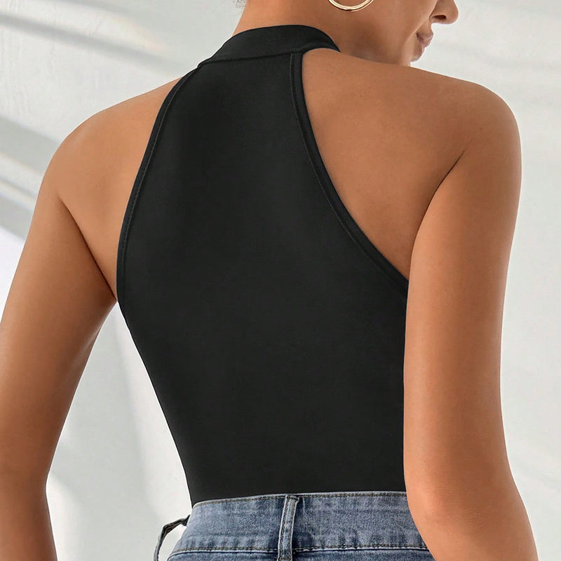 Sexy Jacquard Lace Halter Neck Slimming Bodysuit