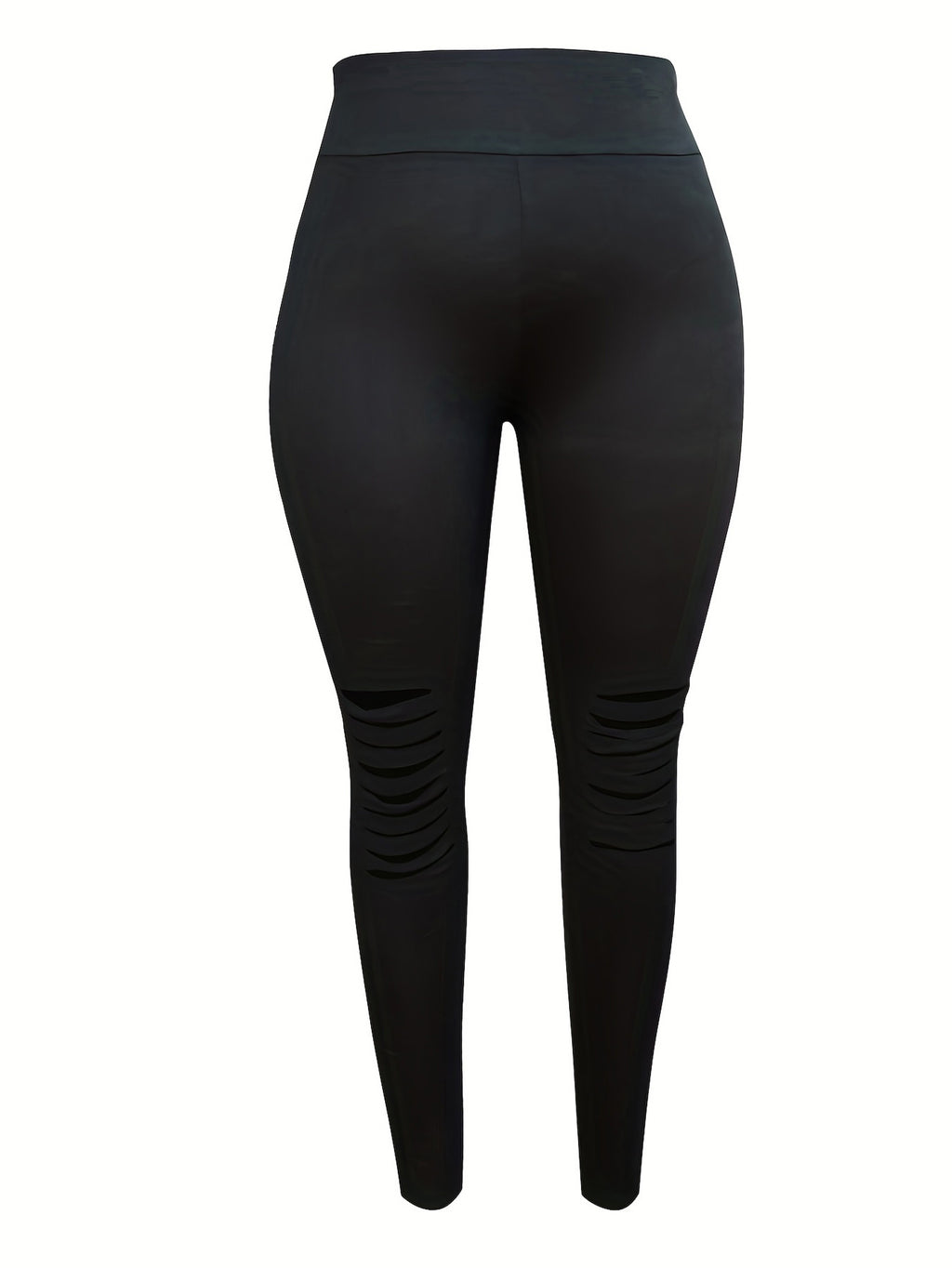 Curvy Distressed Solid Leisure/Fitness Pants