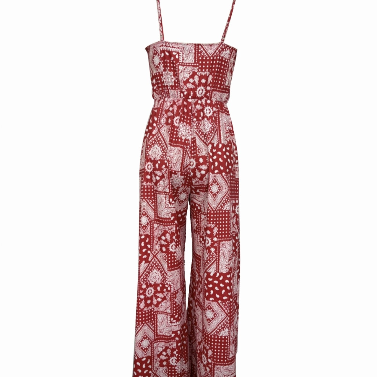 Women's Ruffle Edge Paisley Print Camisole Jumpsuit