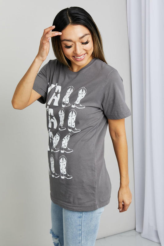 mineB Full Size Y'ALL Cowboy Boots Graphic Tee - Glamorous Boutique USA L.L.C.