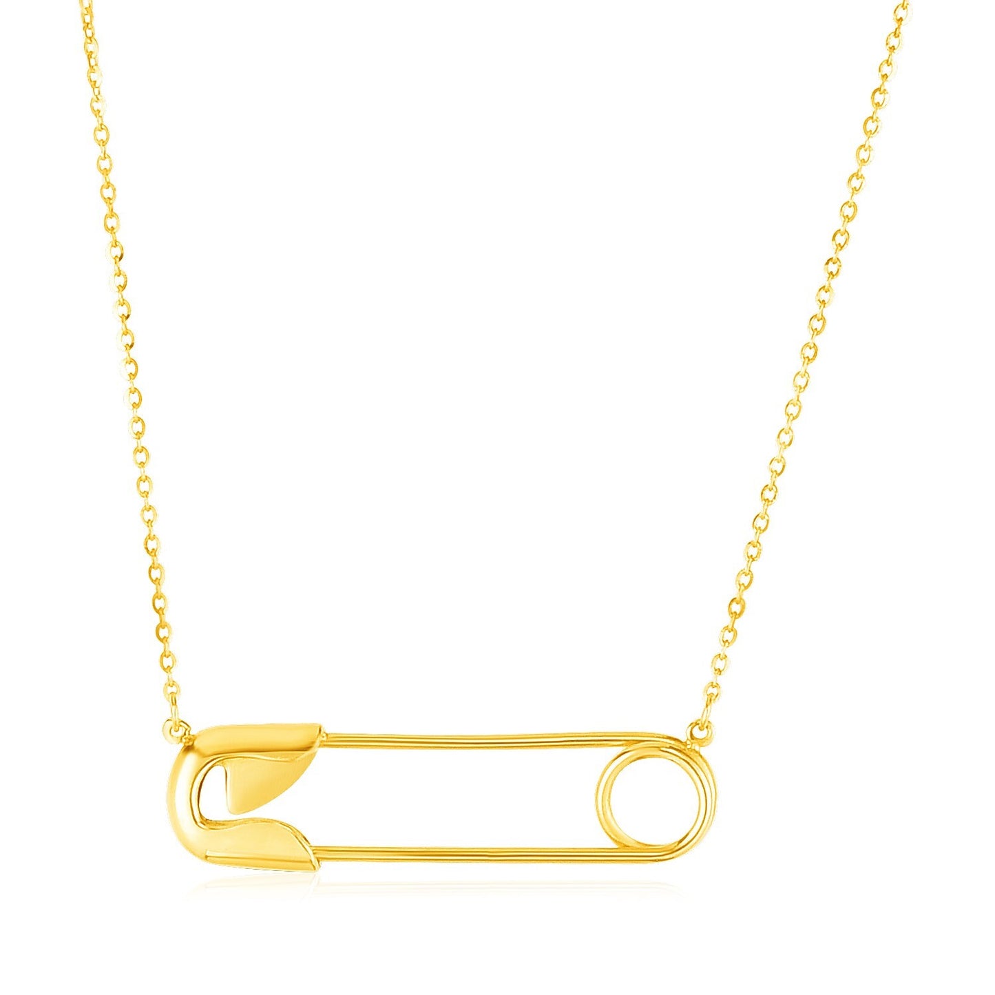 Size: 18'' - 14k Yellow Gold Safety Pin Necklace