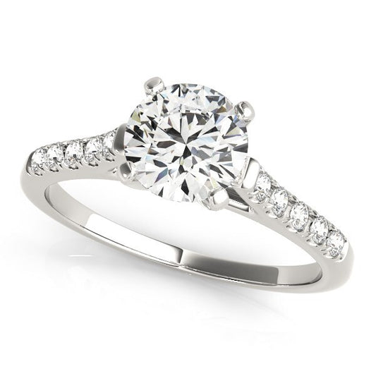 Size: 8 - 14k White Gold Cathedral Design Diamond Engagement Ring (1 1/8 cttw)