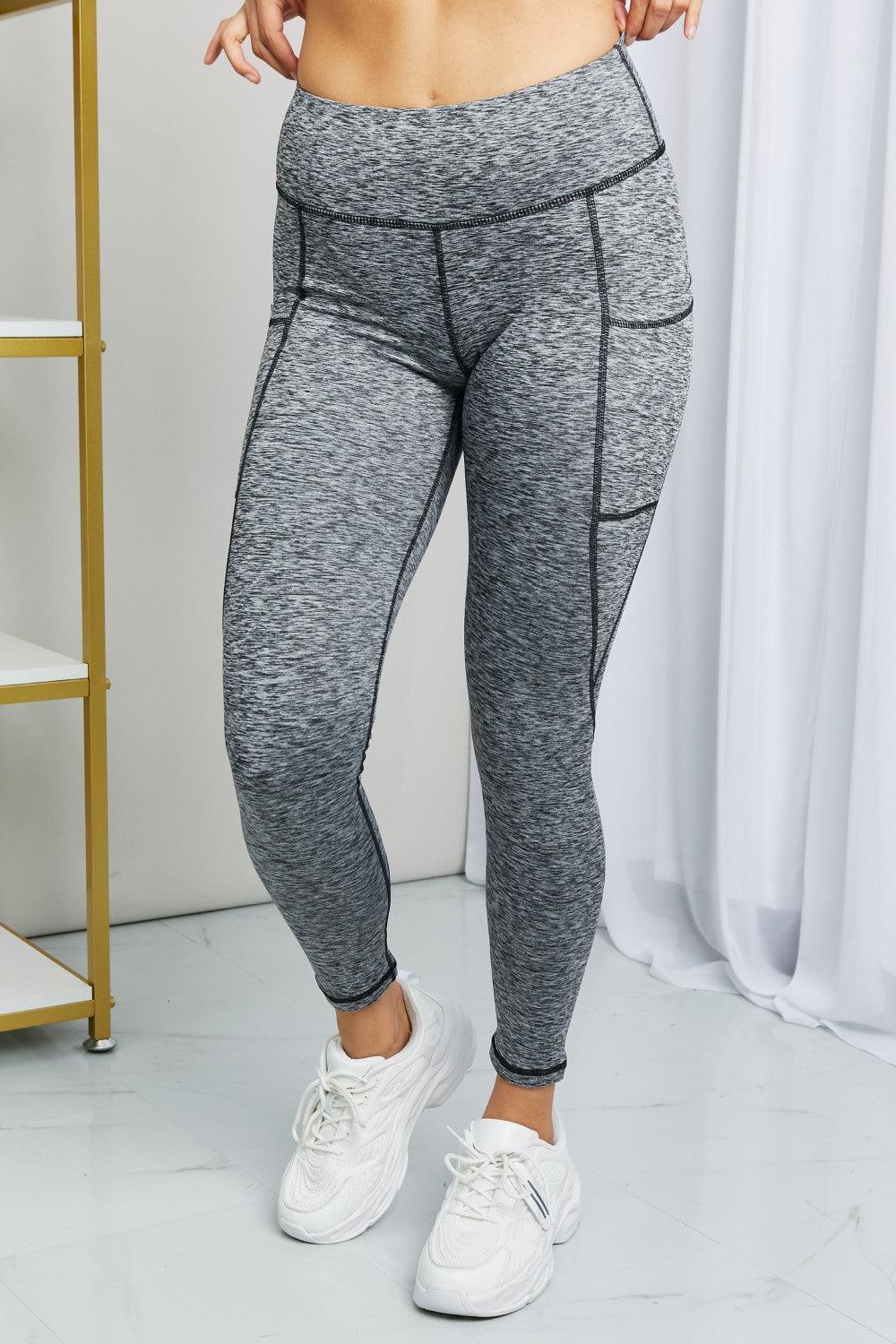 Full Size Heathered Wide Waistband Yoga Leggings - Glamorous Boutique USA L.L.C.