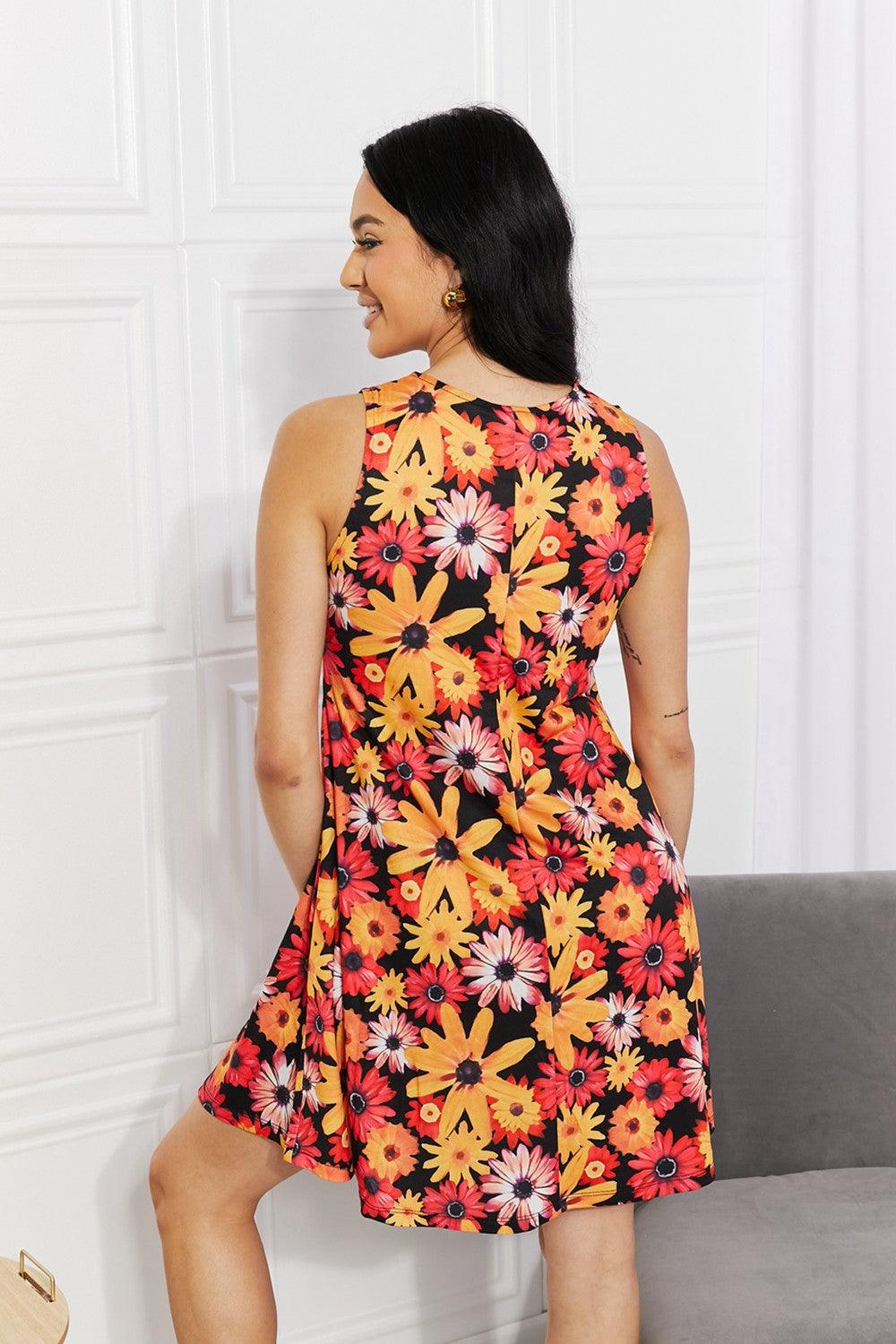 Yelete Full Size Floral Sleeveless Dress with Pockets - Glamorous Boutique USA L.L.C.