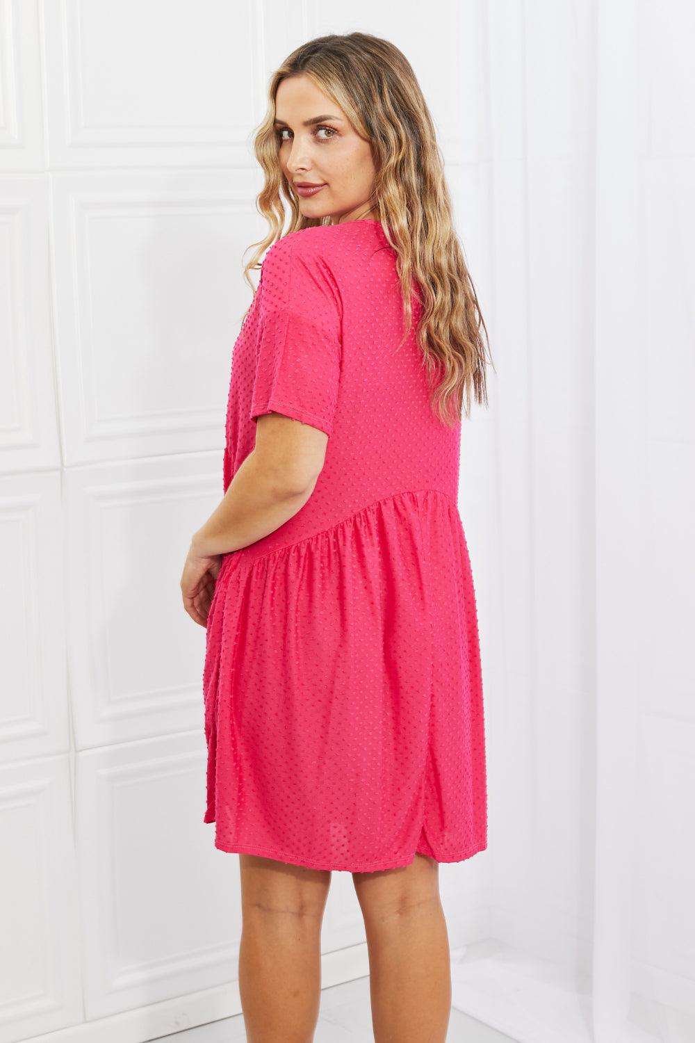 BOMBOM Another Day Swiss Dot Casual Dress in Fuchsia - Glamorous Boutique USA L.L.C.