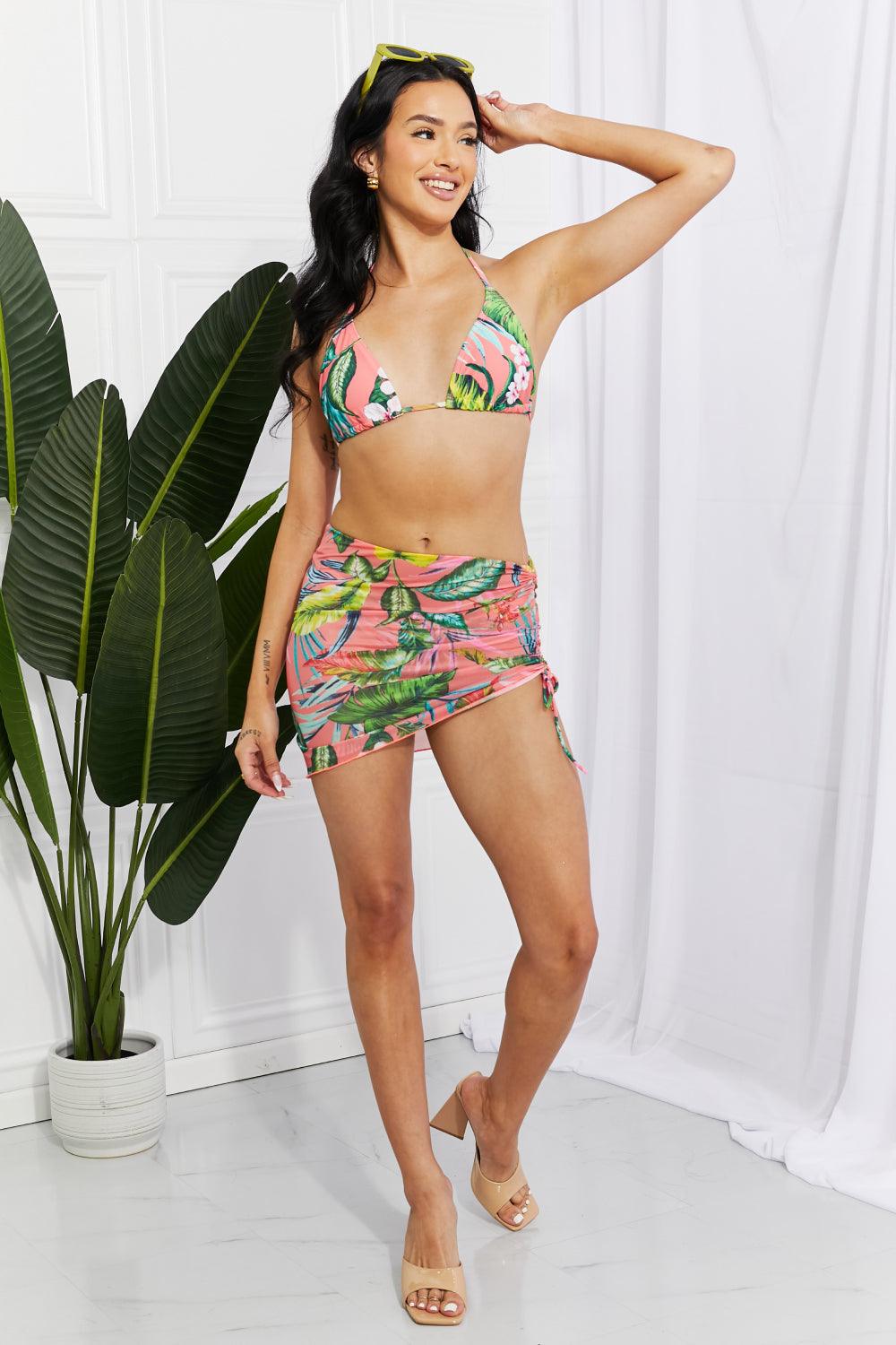 Marina West Swim Paradise Awaits Triangle Bikini and Sarong Set - Glamorous Boutique USA L.L.C.