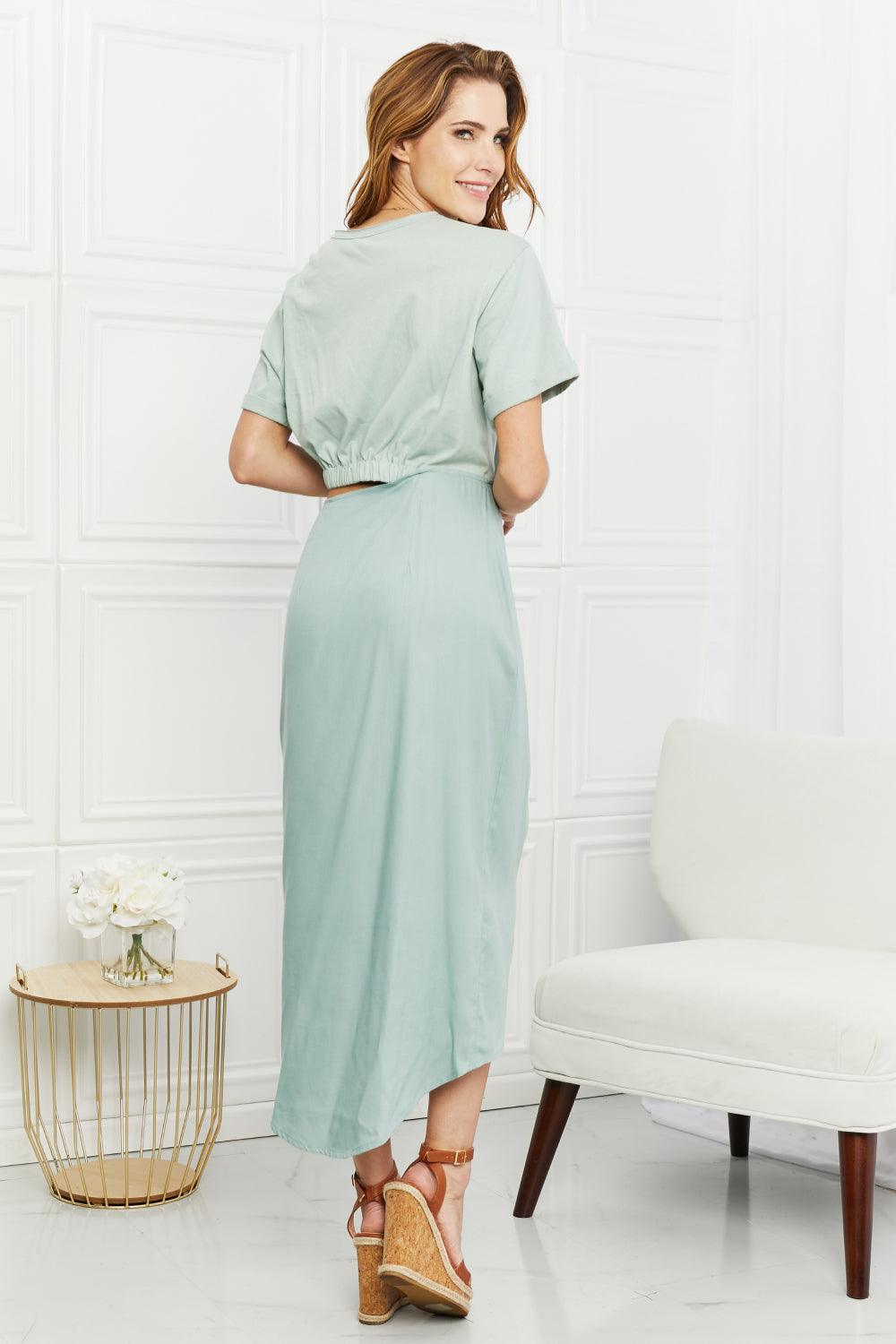 HEYSON Make It Work Cut-Out Midi Dress in Mint - Glamorous Boutique USA L.L.C.