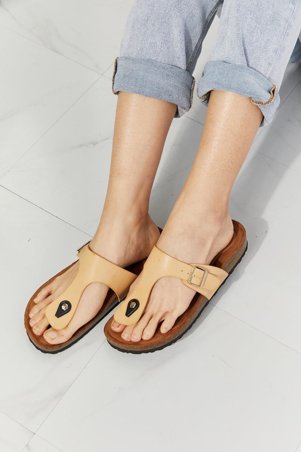 MMShoes Drift Away T-Strap Flip-Flop in Sand - Glamorous Boutique USA L.L.C.