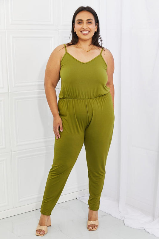Capella Comfy Casual Full Size Solid Elastic Waistband Jumpsuit in Chartreuse - Glamorous Boutique USA L.L.C.