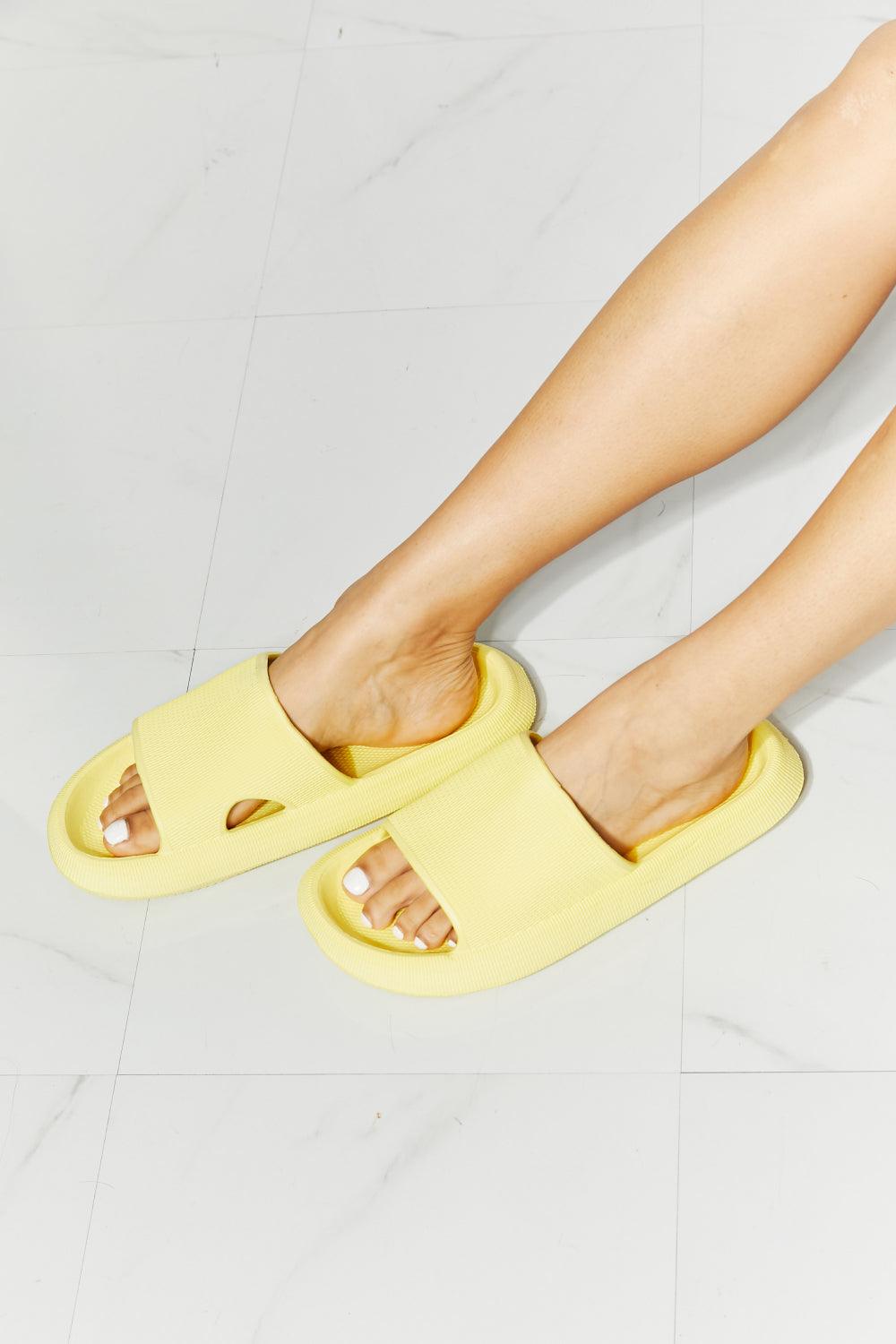 MMShoes Arms Around Me Open Toe Slide in Yellow - Glamorous Boutique USA L.L.C.