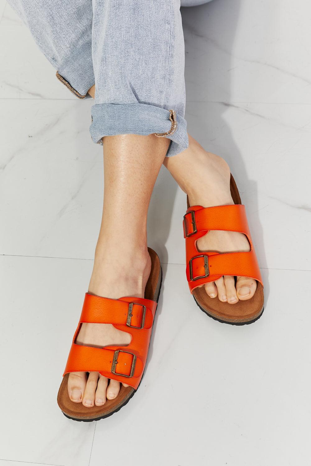 MMShoes Feeling Alive Double Banded Slide Sandals in Orange - Glamorous Boutique USA L.L.C.