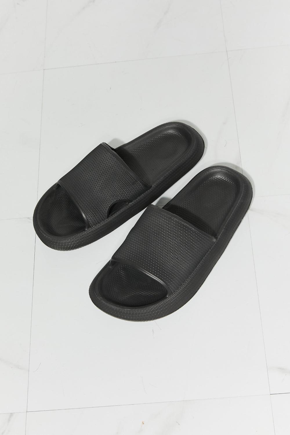 MMShoes Arms Around Me Open Toe Slide in Black - Glamorous Boutique USA L.L.C.